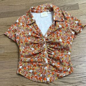 Anthropologie Maeve Multicolor Floral Button Down Shirt